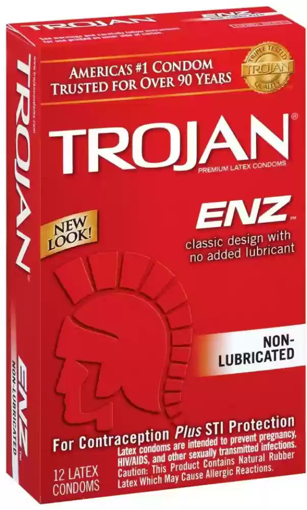 TROJAN ENZ NON LUBE CONDOM 12CT