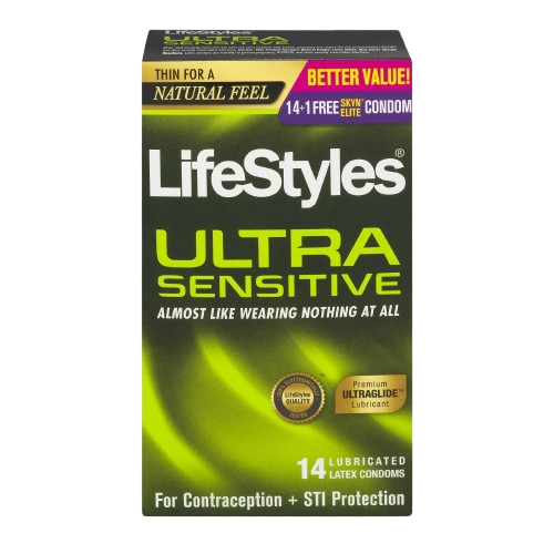 LIFESTYLES CONDOM ULTRA SENSITIVE 14CT