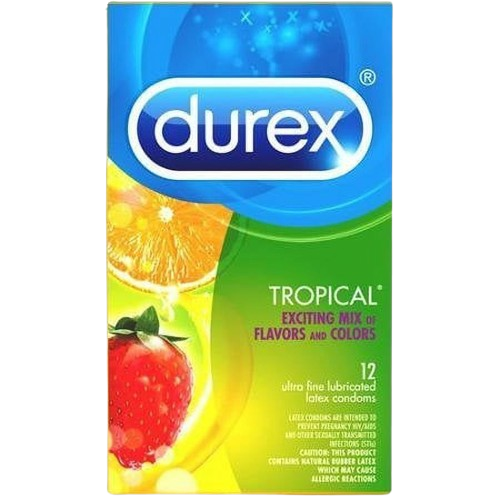 DUREX TROPICAL FLAVORS ASST CONDOM 12CT